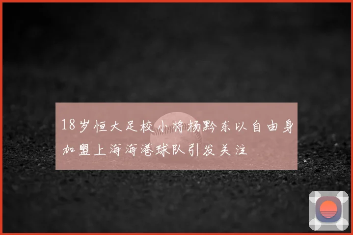 18岁恒大足校小将杨黔东以自由身加盟上海海港球队引发关注