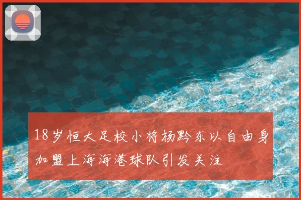 18岁恒大足校小将杨黔东以自由身加盟上海海港球队引发关注