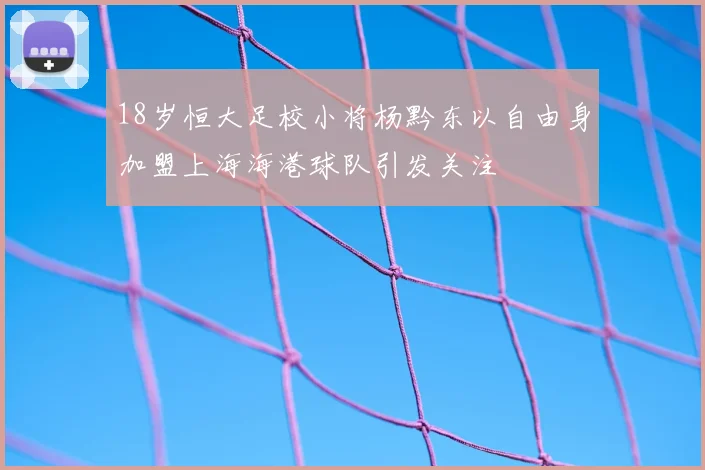18岁恒大足校小将杨黔东以自由身加盟上海海港球队引发关注